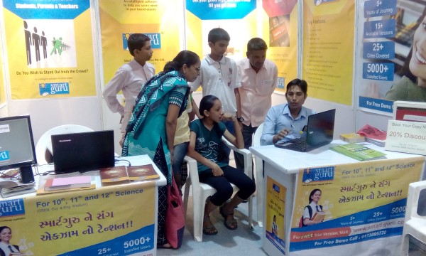 SmartGuru Expert Team interacting with the visitors at exhibition stall at the National Book Fair, Ahmedabad 2016